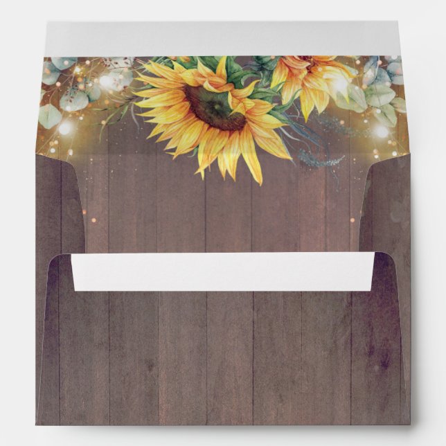 Sunflowers Lights and Wood Rustic Country Envelope (Back (Bottom))
