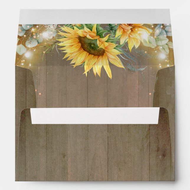 Sunflowers Lights and Wood Rustic Envelope (Back (Bottom))