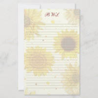 Sunflowers Lined Monogram Writing Paper