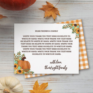 Sunflowers Little Pumpkin Baby Shower Thank You Card