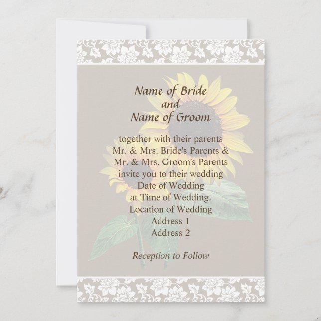 Sunflower's Love Wedding Invitation Set (Front)