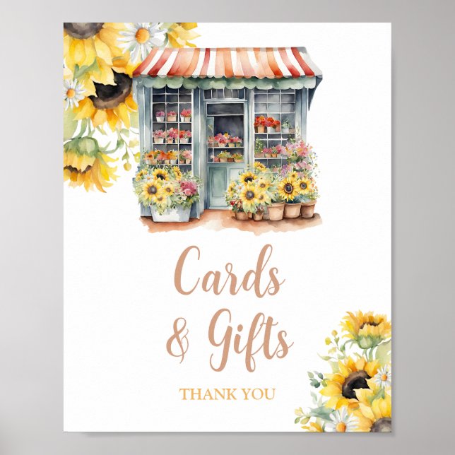 Sunflowers Market Bridal Shower Cards And Gifts Poster (Front)