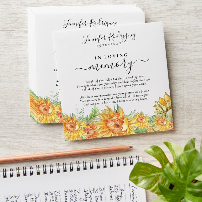 Sunflowers Memorial Funeral Seed Packet Envelope (Stacked)