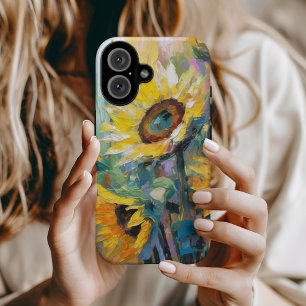Sunflowers Modern Abstract Floral Painting iPhone 16 Case