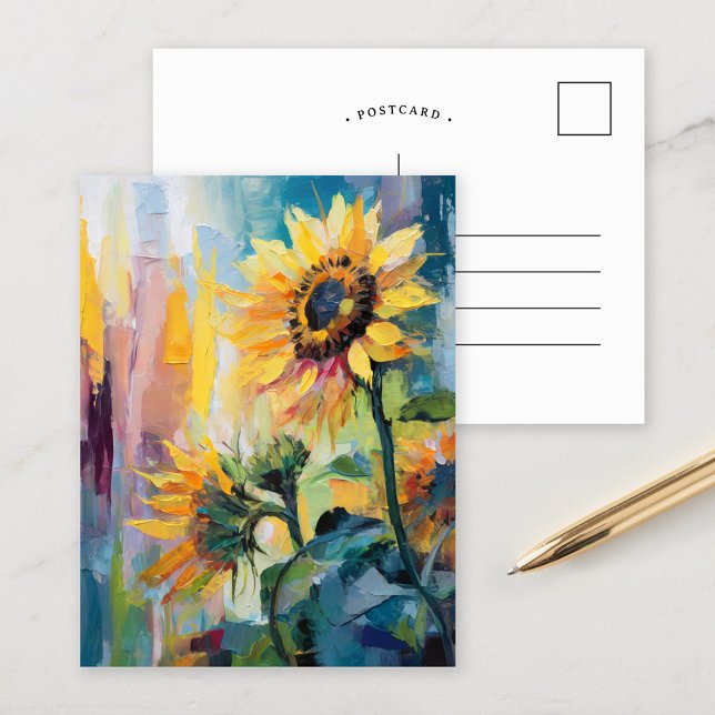 Sunflowers Modern Abstract Floral Painting  Postcard (Creator Uploaded)