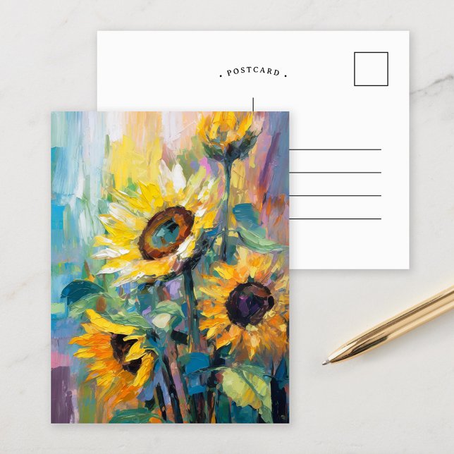 Sunflowers Modern Abstract Floral Painting  Postcard (Creator Uploaded)