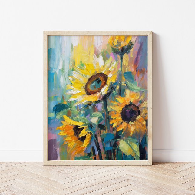 Sunflowers Modern Abstract Floral Painting  Poster (Creator Uploaded)