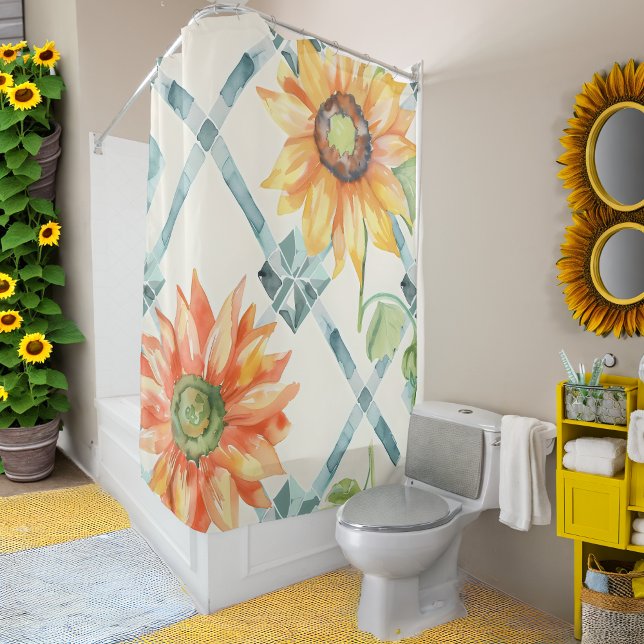 Sunflowers Modern Distressed floral Shower Curtain (Creator Uploaded)