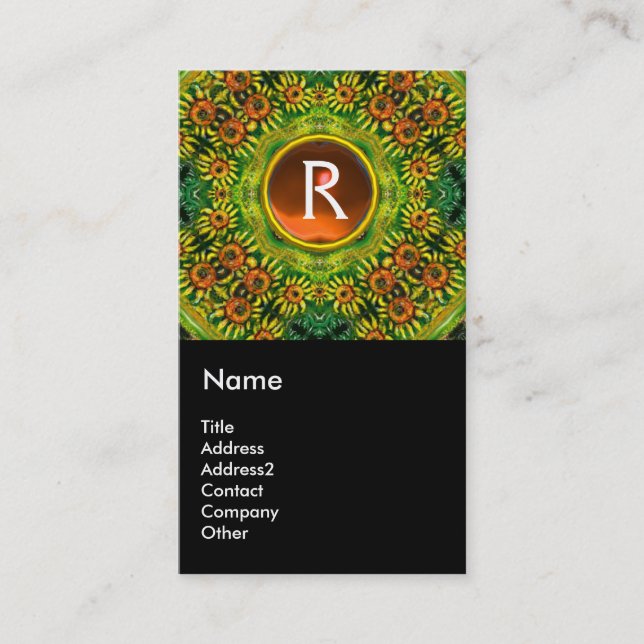SUNFLOWERS MONOGRAM BUSINESS CARD (Front)