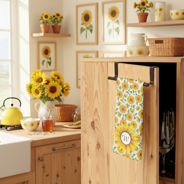 Sunflowers monogram Kitchen Towel (Creator Uploaded)