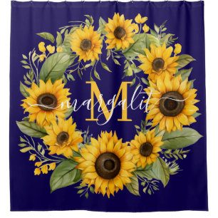 Sunflowers Monogram Shower Curtain