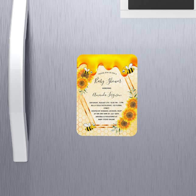 Sunflowers mum to bee baby shower invitation magnet (Creator Uploaded)