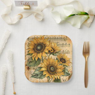Sunflowers Music Sheet  Paper Plate