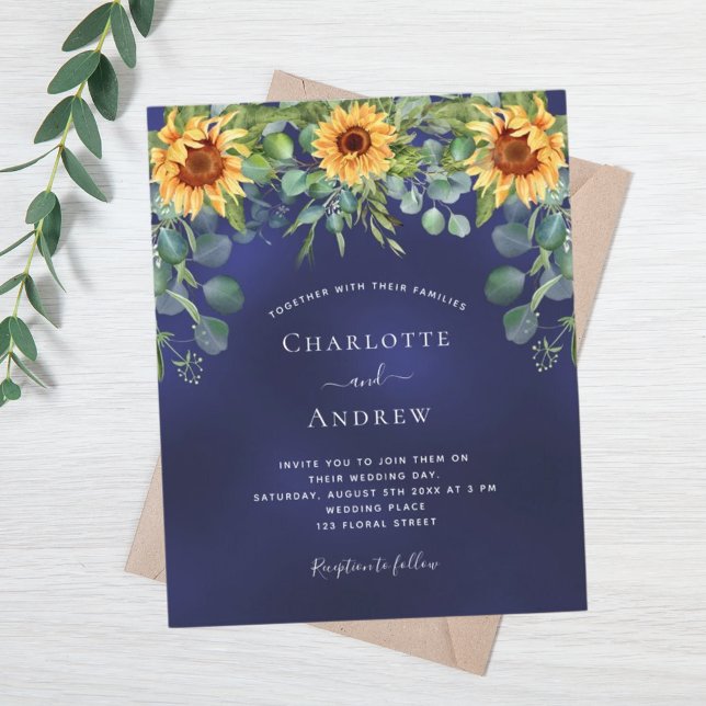 Sunflowers navy blue eucalyptus budget wedding (Creator Uploaded)