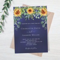 Sunflowers navy blue eucalyptus greenery