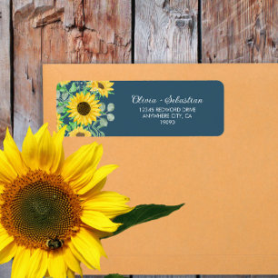 Sunflowers Navy blue Return Address Label