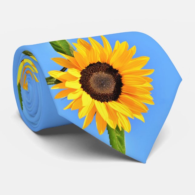 Sunflowers Neck Tie Blue Sky (Rolled)