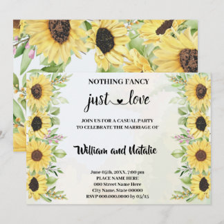 Sunflowers Nothing Fancy just Love Elopement Invitation