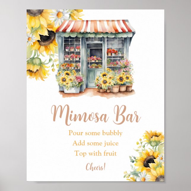 Sunflowers Off The Market Bridal Shower Mimosa Bar Poster (Front)