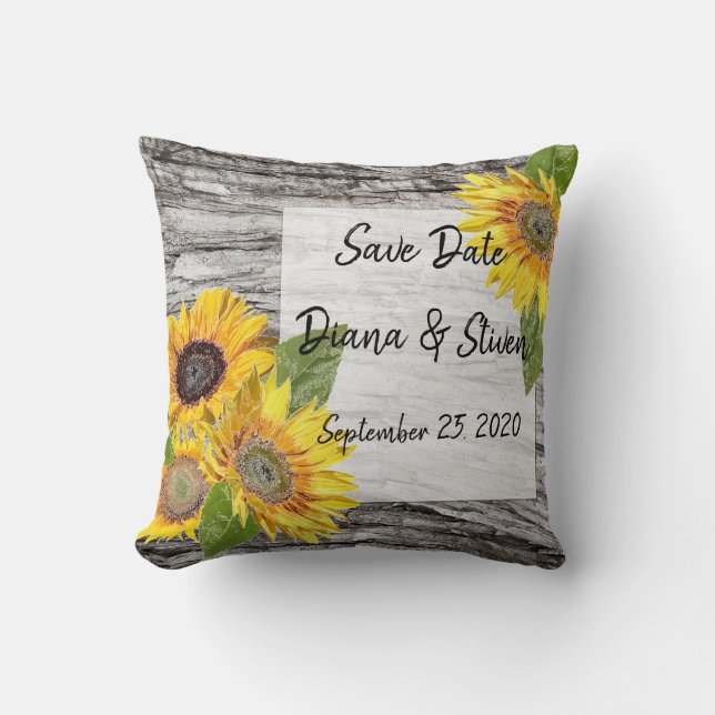 Sunflowers on a background of tree bark postcard t cushion (Front)