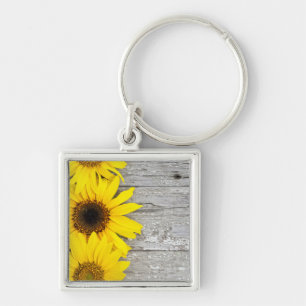 Sunflowers on a table key ring