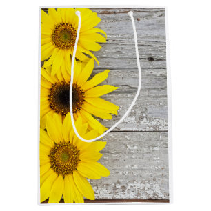 Sunflowers on a table medium gift bag