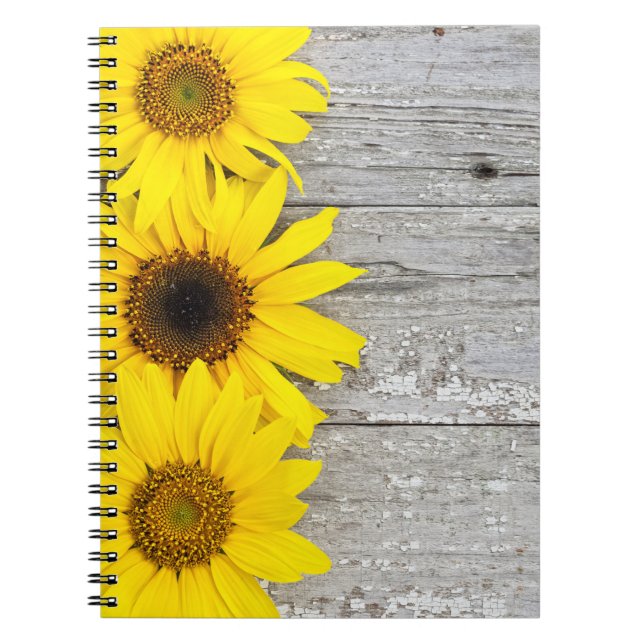 Sunflowers on a table spiral notebook (Front)