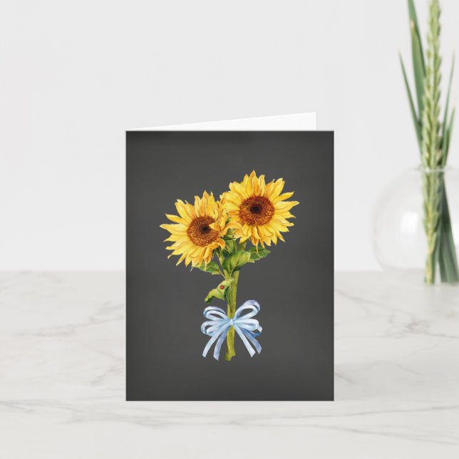 Sunflowers on Black All Occasion Note Card (Front)