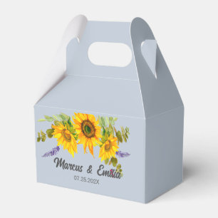 Sunflowers On Blue Custom Wedding Favour Box