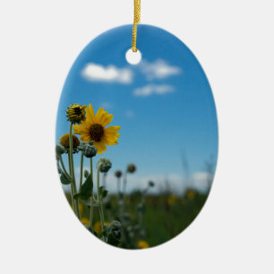 Sunflowers on Blue Sky Ceramic Tree Decoration