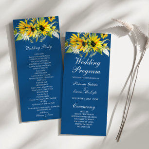 Sunflowers on Blue Wedding Programme