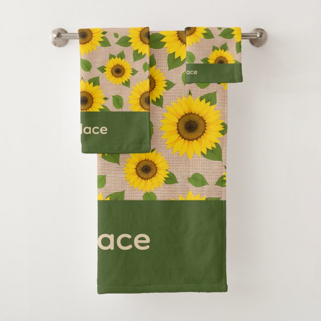 Sunflowers on Burlap Bath Towel Set (Insitu)