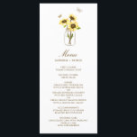 Sunflowers on Mason Jar Floral Wedding Menu Card<br><div class="desc">Elegant and whimsical menu card featuring yellow sunflowers on mason jars with butterflies accent. This will be perfect for weddings,  baby showers,  bridal showers and similar events.</div>