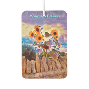 Sunflowers On Rock Wall Car Air Freshener