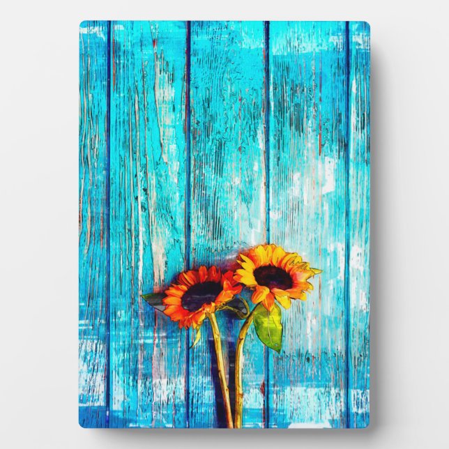 Sunflowers On Timber Deck Plaque (Front)