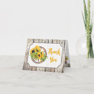Sunflowers on Wagon Wheel Bridal Shower Thank You