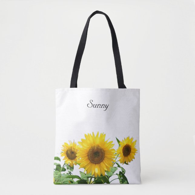 Sunflowers on white tote bag (Front)