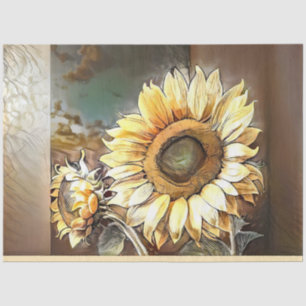 Sunflowers On Window Modern Art Collection Tissue Paper