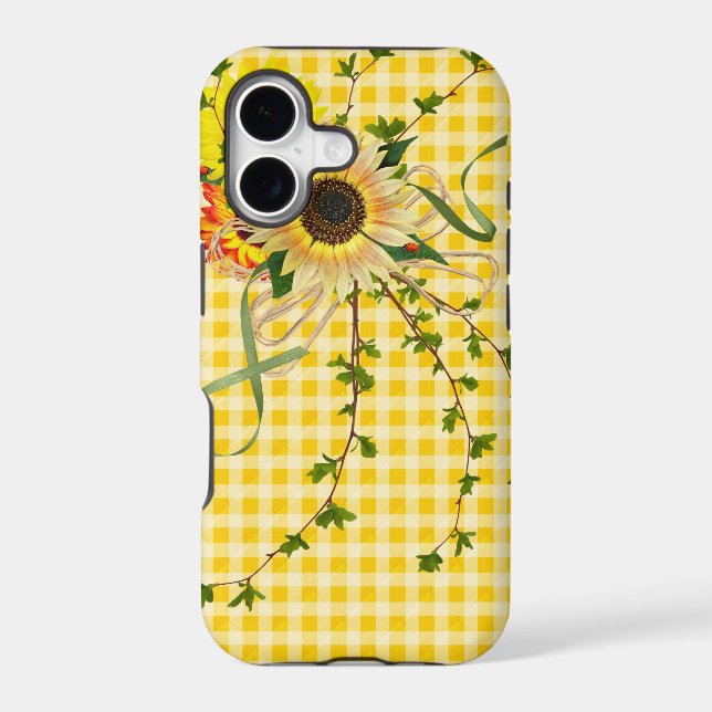 Sunflowers on Yellow and White Gingham (Back)