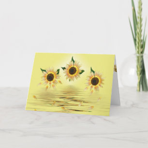 sunflowers on yellow with water ripples card