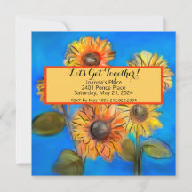 Sunflowers Original Art Casual Invitation