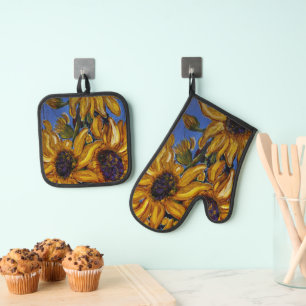 Sunflowers Oven Mitt and Pot Holder set
