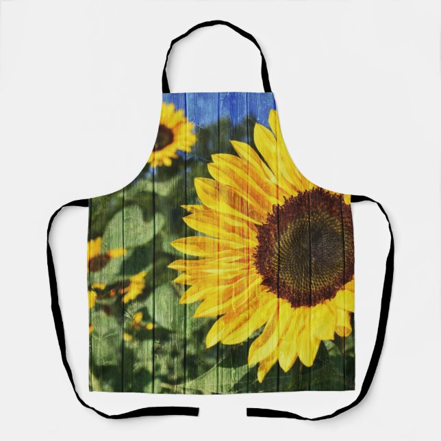 Sunflowers Painted Fence Apron (Front)