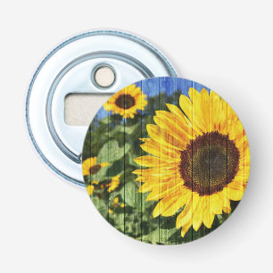 Sunflowers Painted Fence Bottle Opener