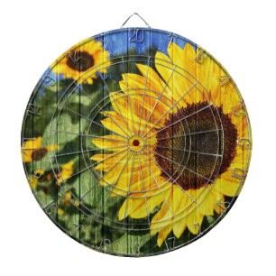 Sunflowers Painted Fence Dartboard