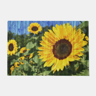 Sunflowers Painted Fence Doormat