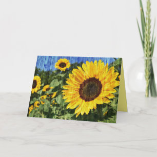 Sunflowers Painted Fence Note Card