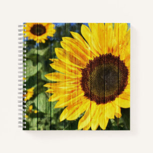 Sunflowers Painted Fence Notebook