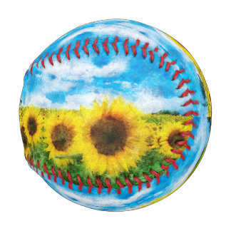 Sunflowers painting baseball