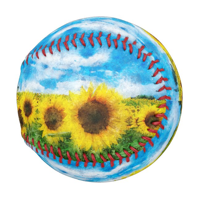 Sunflowers painting baseball (Front Right)